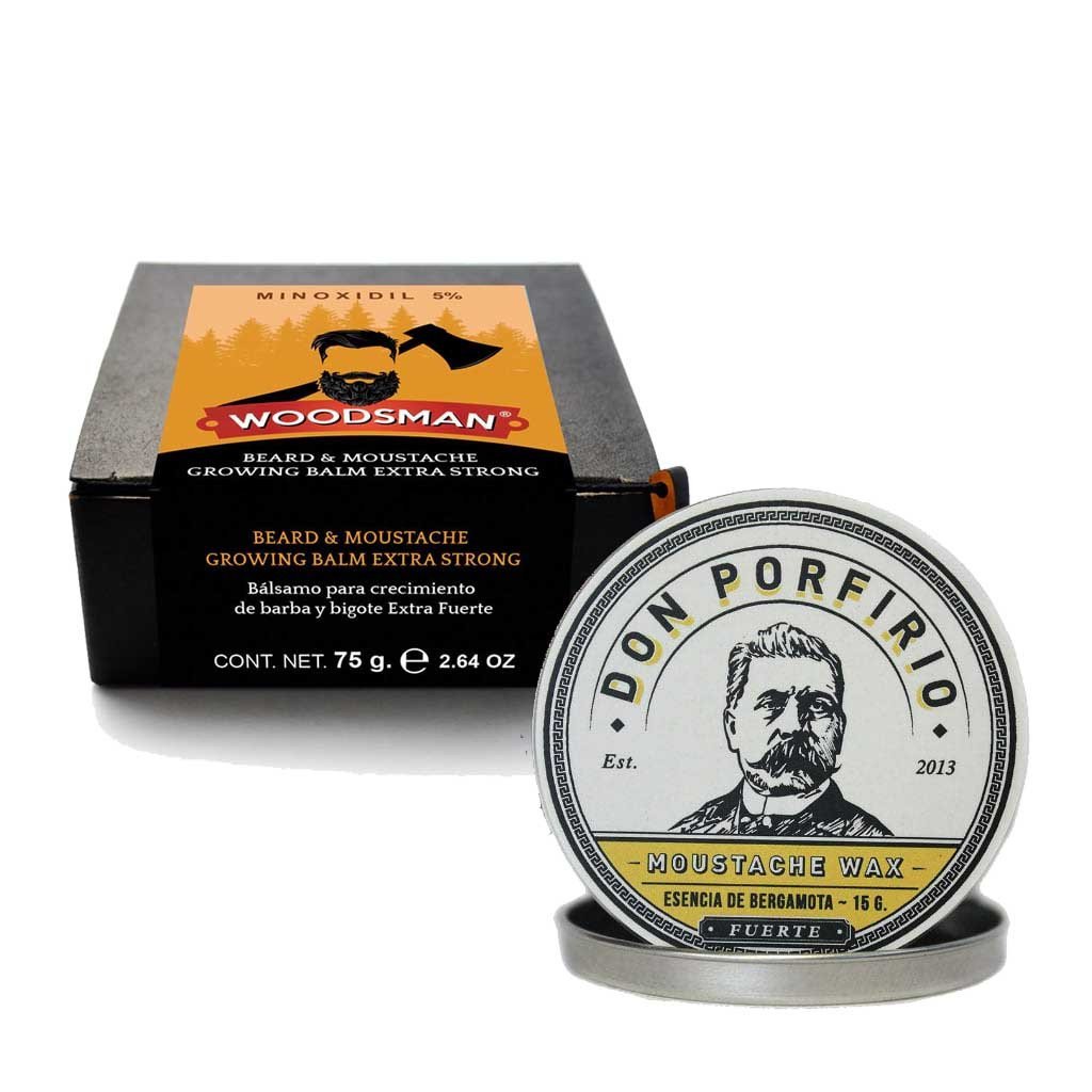 SoyMacho - Kit Bálsamo Woodsman + Cera Fuerte Bergamota Don Porfirio - SoyMacho.com
