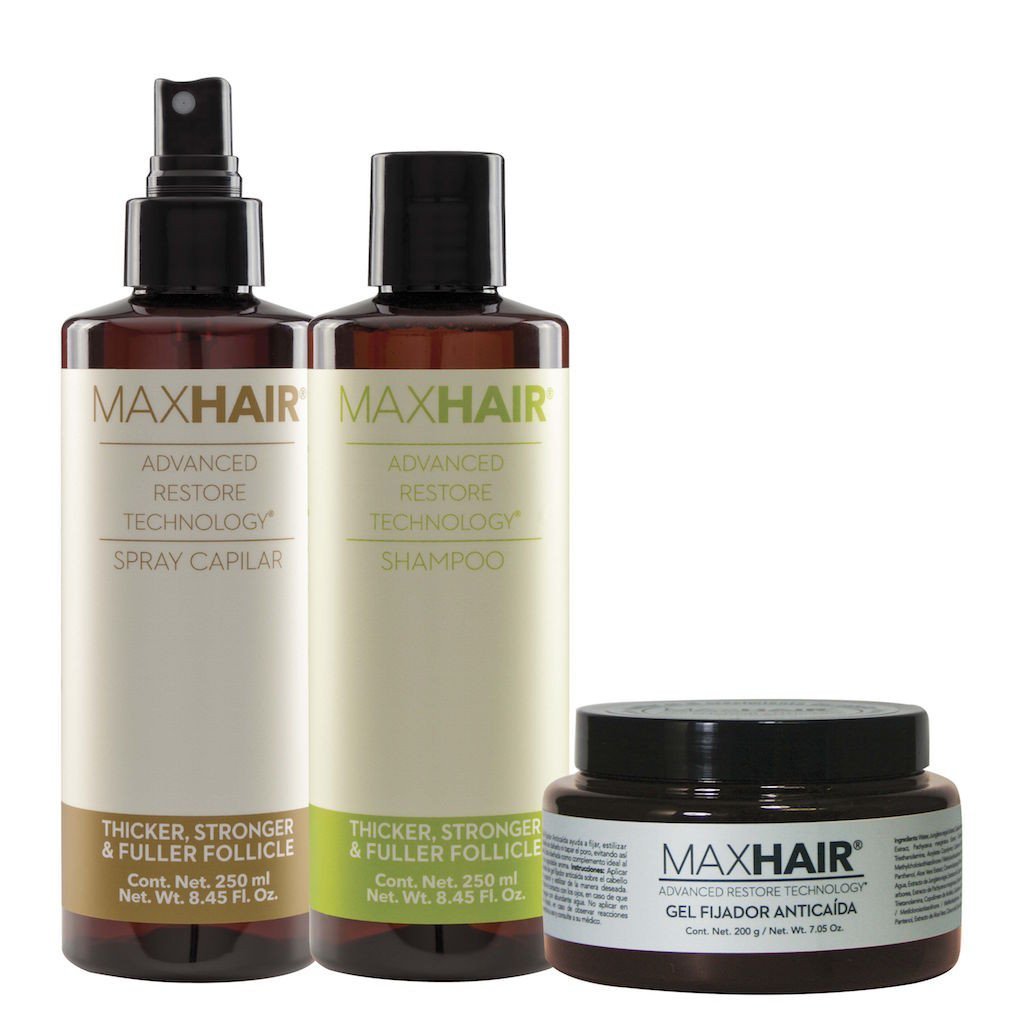 MaxHair - Kit Anticaída Spray, Shampoo y Gel - SoyMacho.com