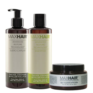 MaxHair - Kit Anticaída Suero, Shampoo y Gel - SoyMacho.com