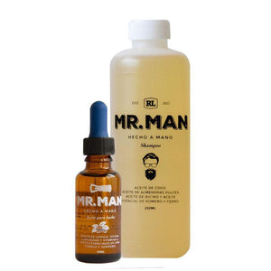 Mr. Man - Kit Shampoo de Plástico + Aceite para Barba - SoyMacho.com