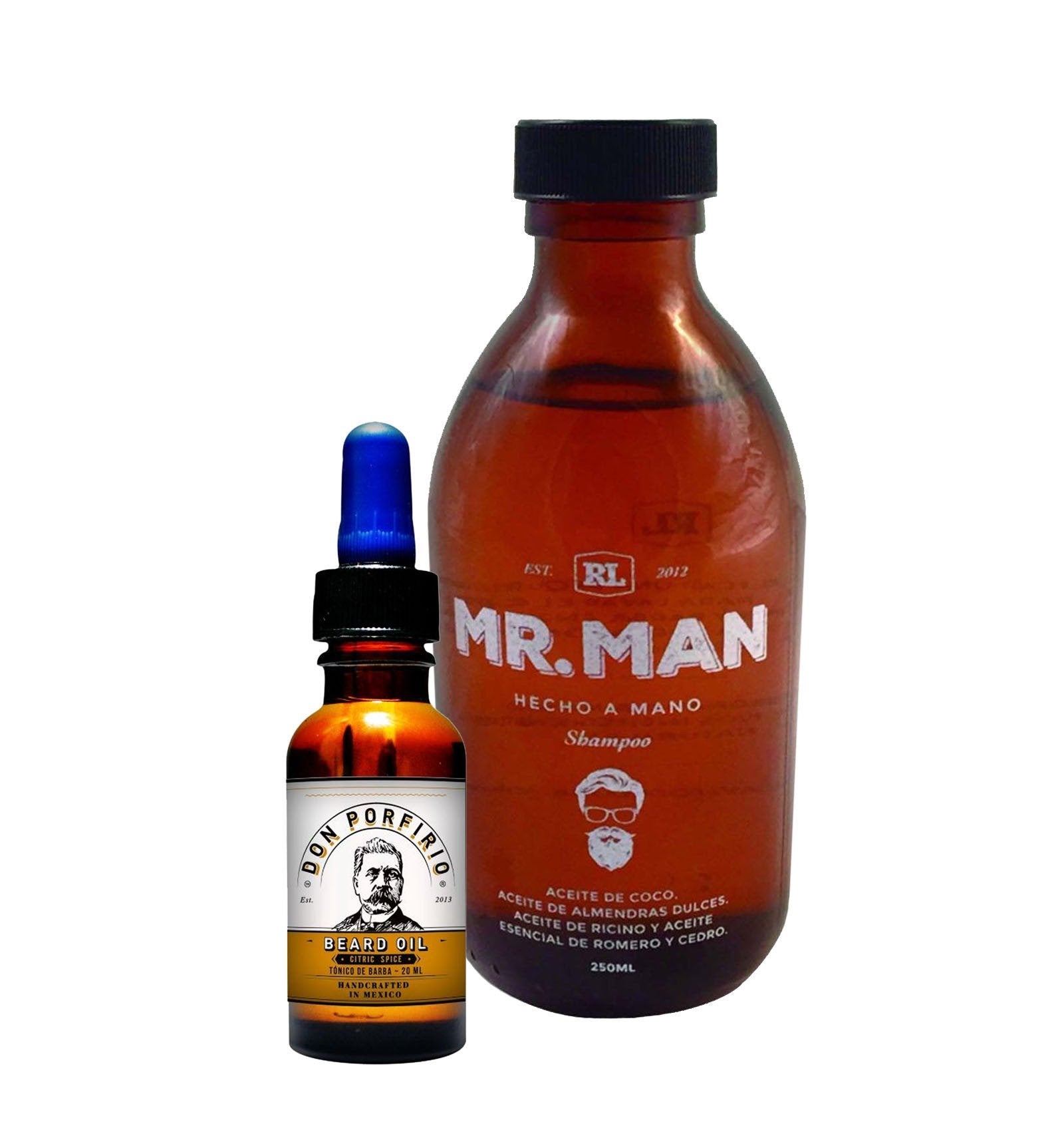 SoyMacho - Kit Shampoo de Vidrio Mr. Man + Aceite para Barba Don Porfirio - SoyMacho.com