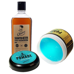 Quio'co - Kit Shampoo Manzanilla + Pomada Extra Firme - SoyMacho.com