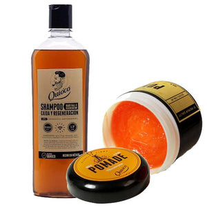 Quio'co - Kit Shampoo Manzanilla + Pomada Extra Firme - SoyMacho.com