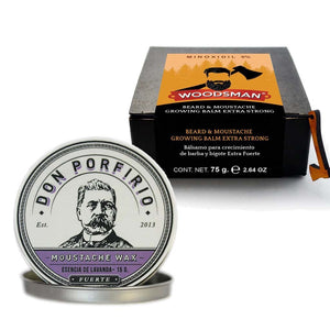 SoyMacho - Kit Woodsman Bálsamo de Crecimiento 5% + Cera para Bigote Don Porfirio - SoyMacho.com