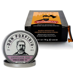 SoyMacho - Kit Woodsman Bálsamo de Crecimiento 5% + Cera para Bigote Don Porfirio - SoyMacho.com