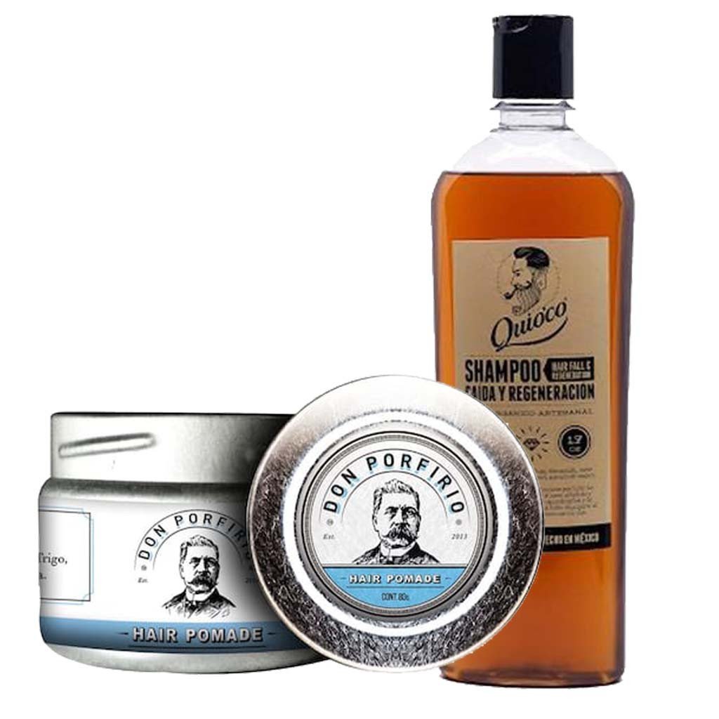 SoyMacho - Kit Don Porfirio Pomada para Cabello + Shampoo Quio´co - SoyMacho.com