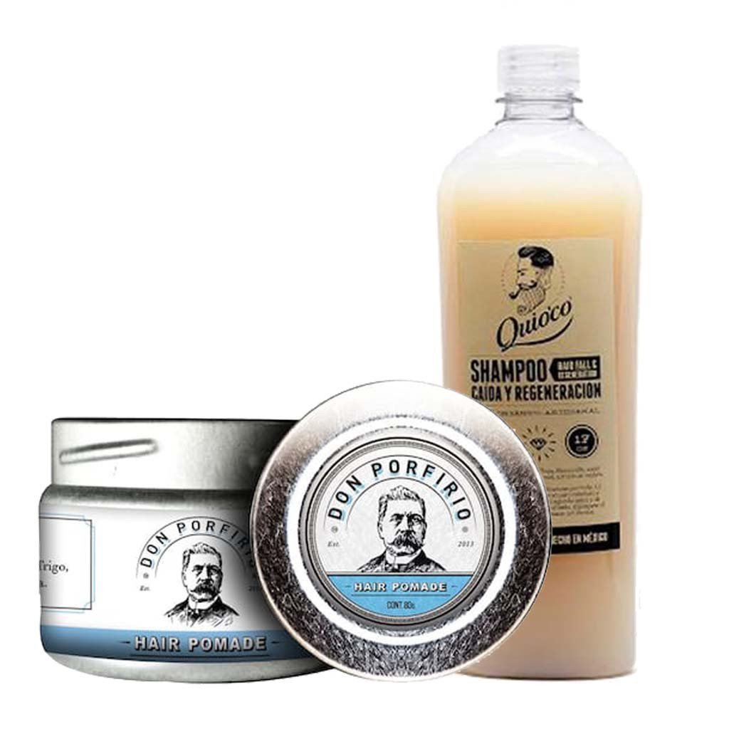 SoyMacho - Kit Don Porfirio Pomada para Cabello + Shampoo Quio´co - SoyMacho.com