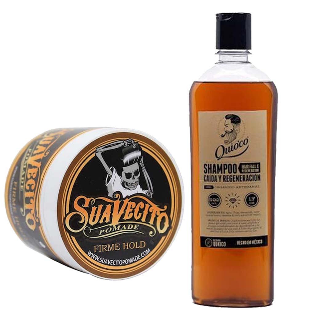 SoyMacho - Kit Shampoo Quio'co + Pomada Suavecito Firme Hold - SoyMacho.com