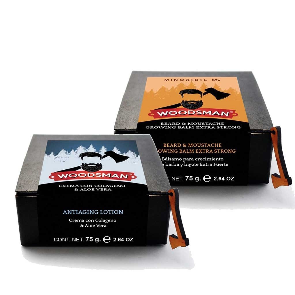 Woodsman - Kit Bálsamo de Crecimiento 5% + Gel Antiedad - SoyMacho.com